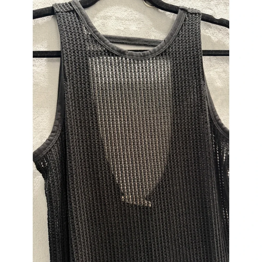 NWT Miken Swim Cover Up Dress Womens Black Mesh Open Knit Sleeveless XS $38